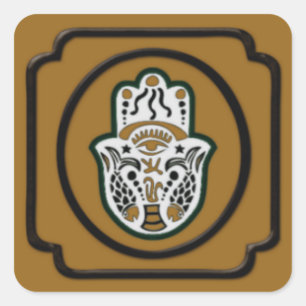 Adesivo Quadrado Sticker negro e Dourado do Hamsa