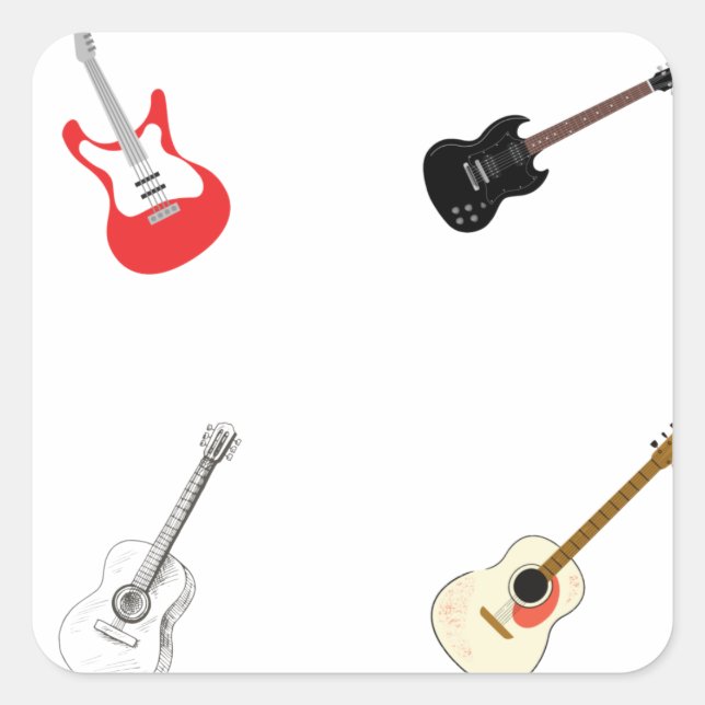 Adesivo Quadrado Sticker Pack - Violão (Frente)