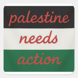 Adesivo Quadrado Sticker Palestine needs Action