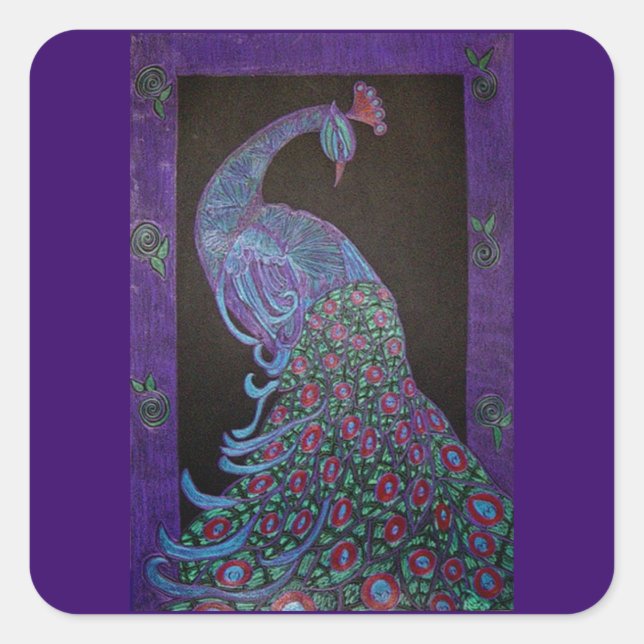 Adesivo Quadrado Sticker - Peacock Orgulhoso (Frente)