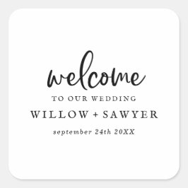 Adesivo Quadrado Sticker Quadrado de Boas-vindas do Script Rustic