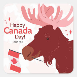 Adesivo Quadrado Sticker Quadrado Feliz do Dia do Canadá