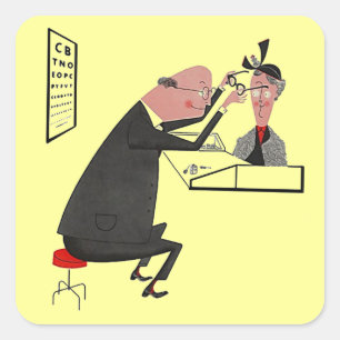 Adesivo Quadrado Sticker Retro Cor-de-Rosa Optiamologista