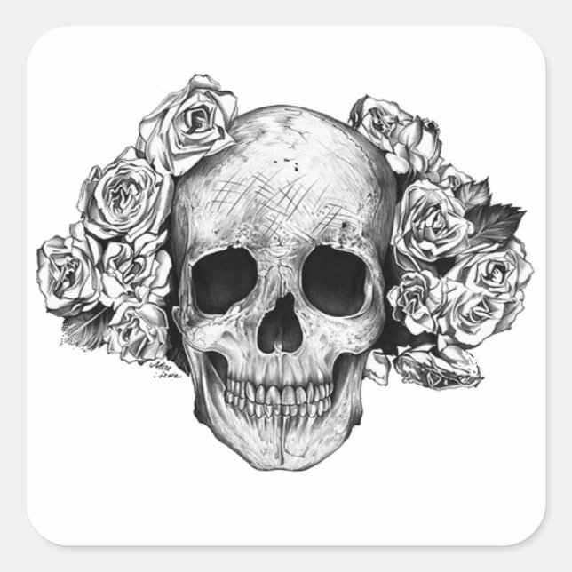 Adesivo Quadrado Sticker skull (Frente)
