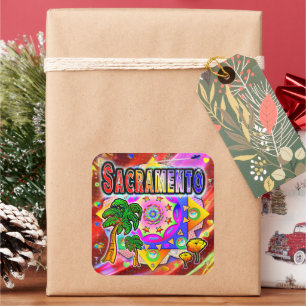 Adesivo Quadrado Sticker Tropical de Sacramento