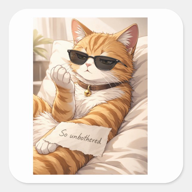 Adesivo Quadrado StickerFAFO – So Unbothered Cat (Frente)