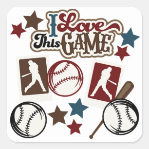 Adesivo Quadrado Stickers/Baseball "I Love this game"