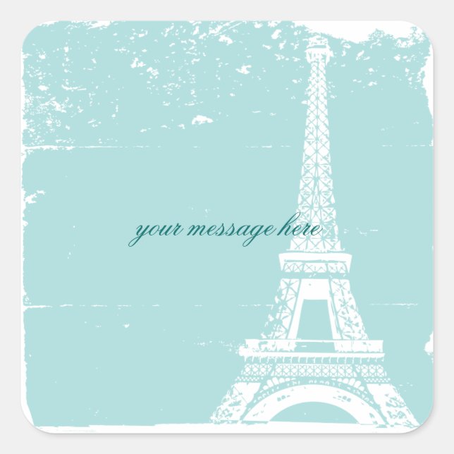 Adesivo Quadrado Stickers Blue Eiffel Tower (Frente)