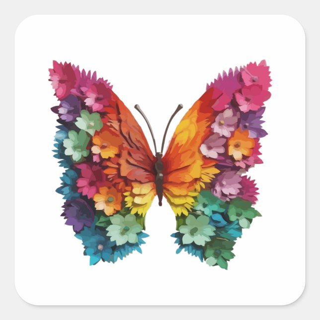 Adesivo Quadrado STICKERS Butterfly Flowery (Frente)