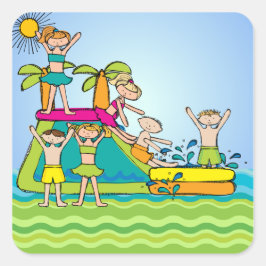 Adesivo Quadrado Stickers do Partido da Nadação de Verão