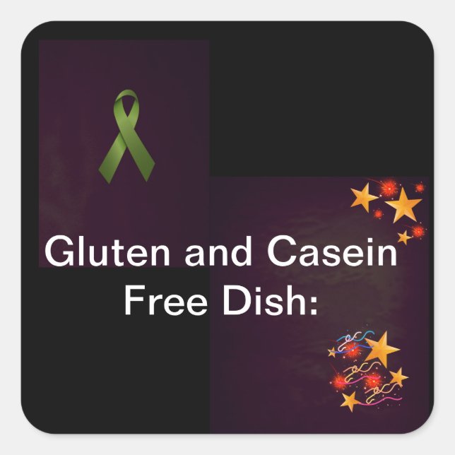 Adesivo Quadrado Stickers for Potlucks (Alertas para alergias à com (Frente)