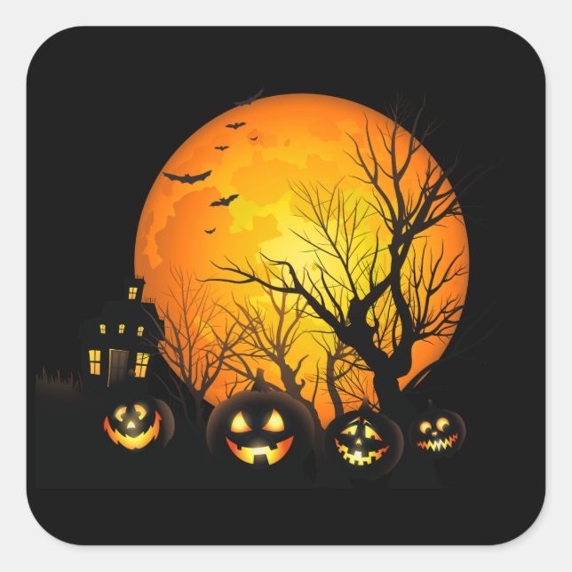 Adesivo Quadrado Stickers Halloween (Frente)