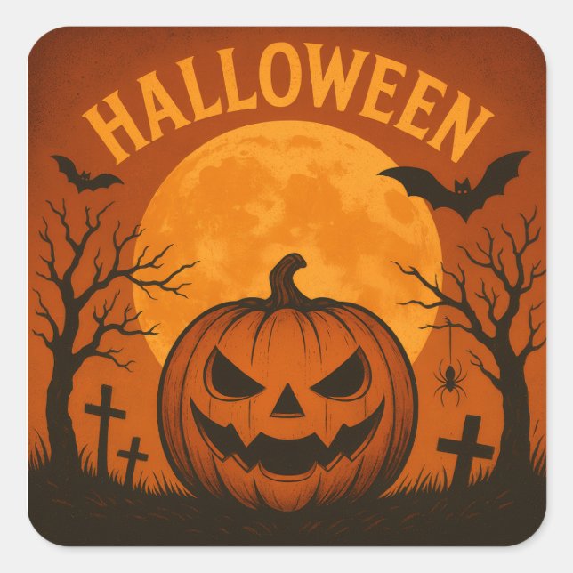 Adesivo Quadrado Stickers Halloween (Frente)