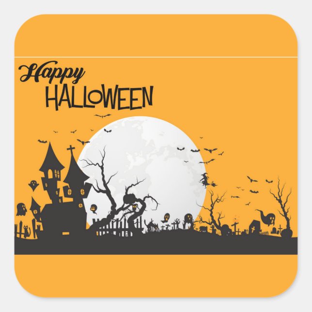 Adesivo Quadrado Stickers Halloween (Frente)