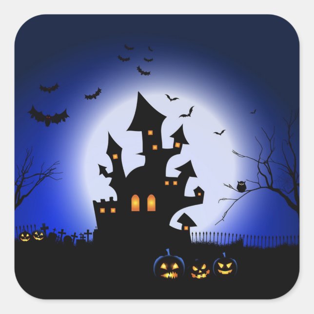 Adesivo Quadrado Stickers Halloween (Frente)