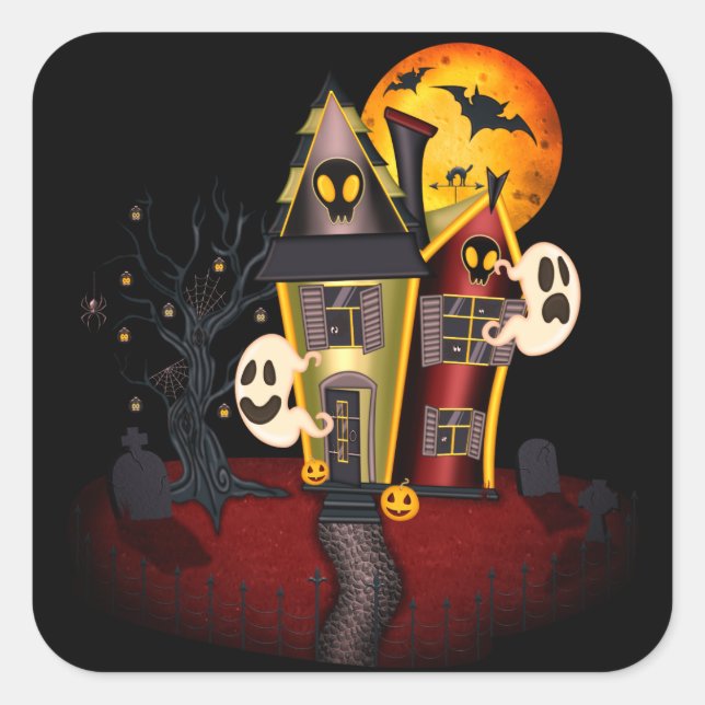 Adesivo Quadrado Stickers Halloween (Frente)