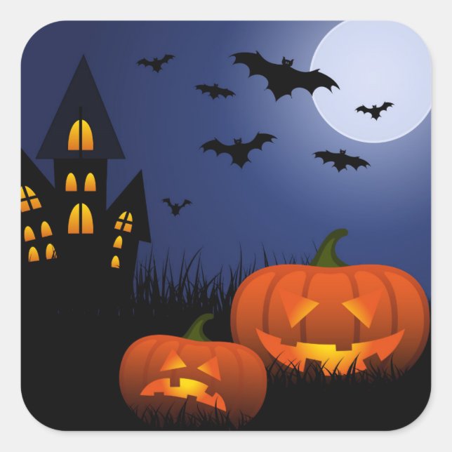 Adesivo Quadrado Stickers Halloween (Frente)