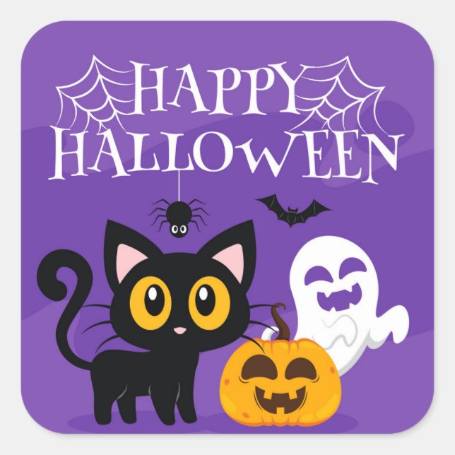Adesivo Quadrado Stickers Halloween (Frente)