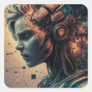 Adesivo Quadrado Stickers Man Robot