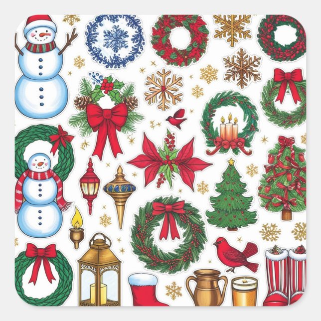 Adesivo Quadrado stickers noel (Frente)