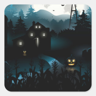 Adesivo Quadrado Stickers-Pumpkins Halloween
