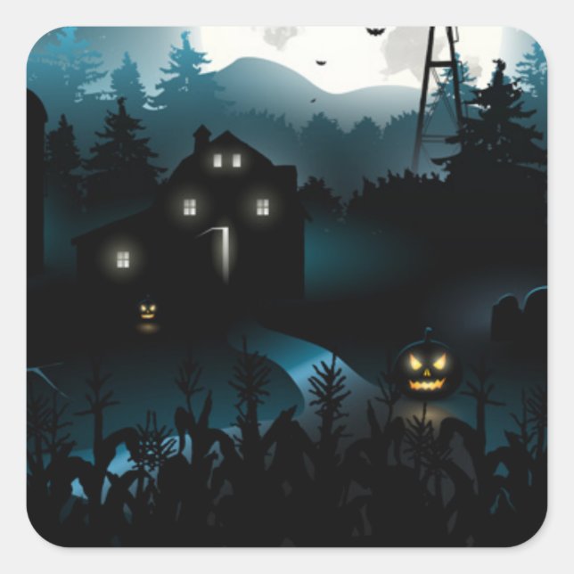 Adesivo Quadrado Stickers-Pumpkins Halloween (Frente)