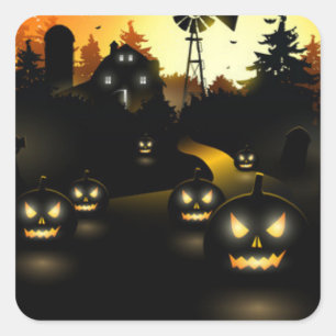 Adesivo Quadrado Stickers-Pumpkins Halloween