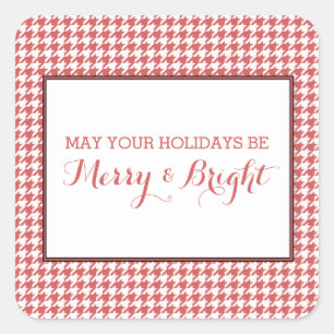Adesivo Quadrado Stickers Red Houndstooth Holiday