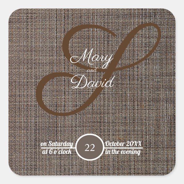 Adesivo Quadrado Stickers Rustic Brown Background Casamento (Frente)