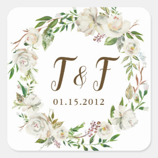 Adesivo Quadrado Stickers Rustic Elegance Floral Wreath