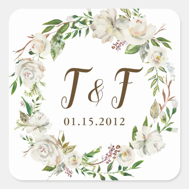 Adesivo Quadrado Stickers Rustic Elegance Floral Wreath (Frente)