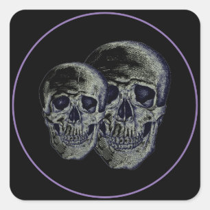 Adesivo Quadrado Stickers-Skulls do Halloween