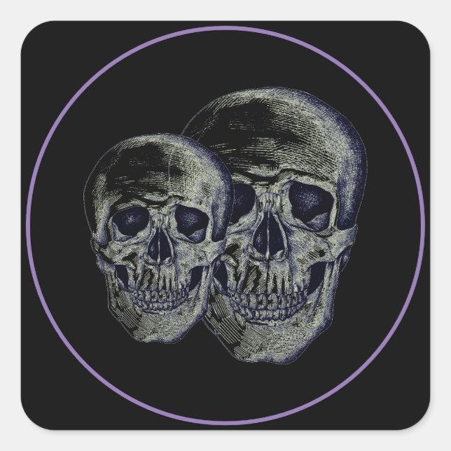 Adesivo Quadrado Stickers-Skulls do Halloween (Frente)