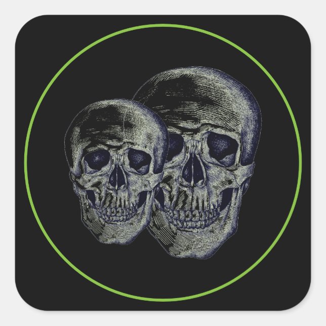 Adesivo Quadrado Stickers-Skulls do Halloween (Frente)