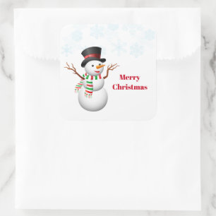 Adesivo Quadrado Stickers-Snowman Square Sticker