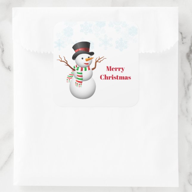 Adesivo Quadrado Stickers-Snowman Square Sticker (Bolsa)