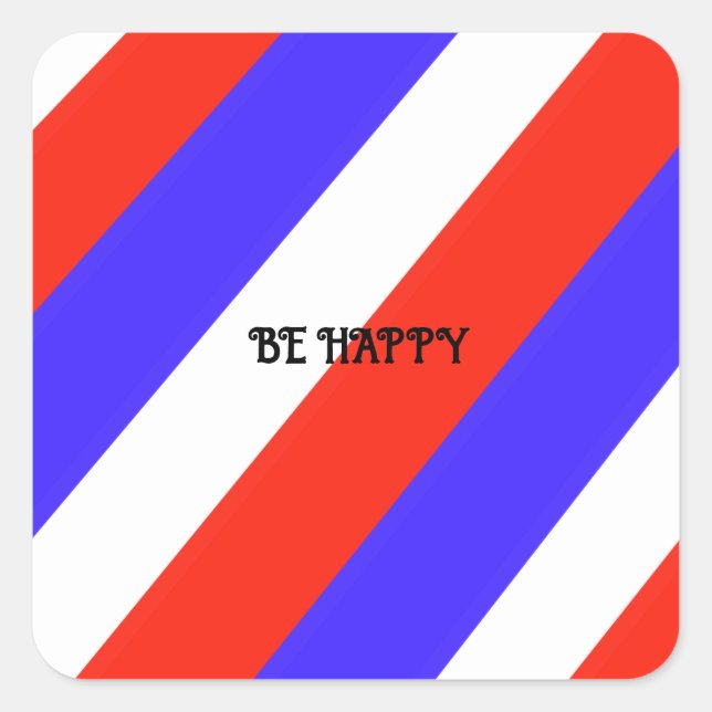 Adesivo Quadrado Stickers Vermelho Branco e Azul (Frente)