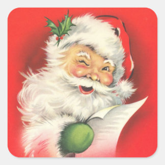 Adesivo Quadrado Stickers - Vintage Santa Claus