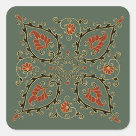 Adesivo Quadrado Stickers with velvet green Uzbek design