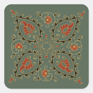 Adesivo Quadrado Stickers with velvet green Uzbek design