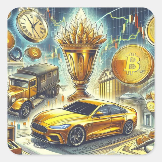 Adesivo Quadrado Stock Trading Sticker (Frente)