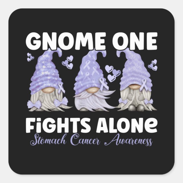 Adesivo Quadrado Stomach Cancer Periwinkle Blue Ribbon Gnome (Frente)