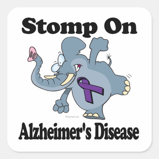 Adesivo Quadrado Stomp Elefante Na Doença De Alzheimer (Frente)