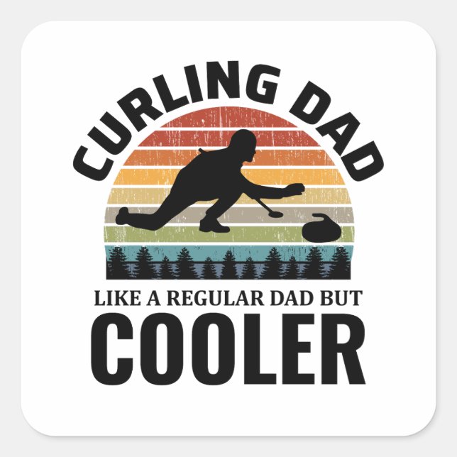 Adesivo Quadrado Stone Curling Winter Ice Sport Curler Pai (Frente)