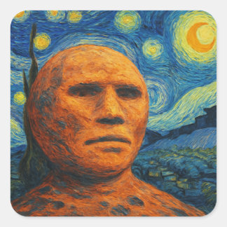 Adesivo Quadrado Stone Face Starry Night Sticker