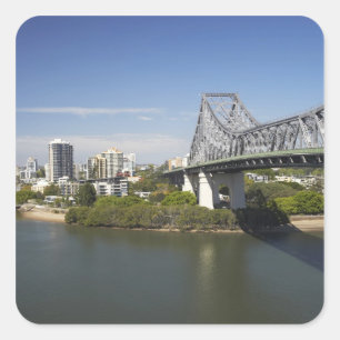 Adesivo Quadrado Story Bridge, Rio Brisbane, e Canguru