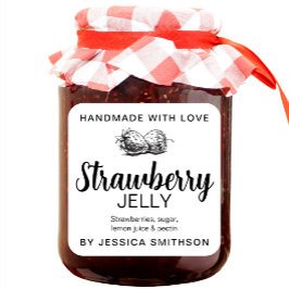 Adesivo Quadrado Strawberry Jelly Jam Homemade label STRAW01sq