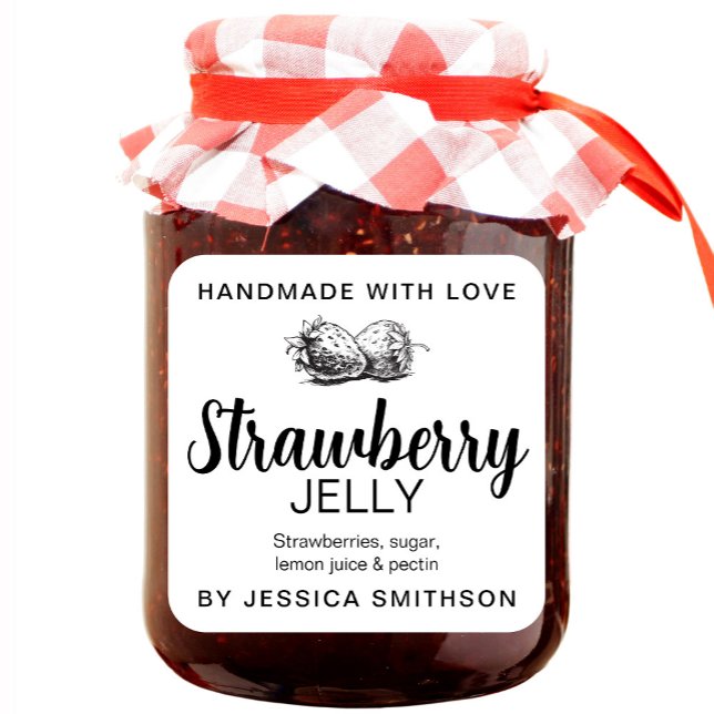 Adesivo Quadrado Strawberry Jelly Jam Homemade label STRAW01sq (Criador carregado)