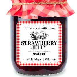 Adesivo Quadrado Strawberry Jelly Jam Homemade label STRAW02sq