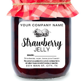 Adesivo Quadrado Strawberry Jelly Jam Homemade label STRAW04sqB